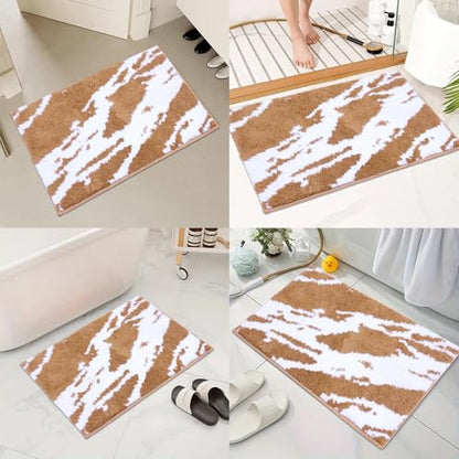 Bath Rug Mat Non Slip,Marble Indoor Doormat,20"x32" | Small Area Rug,Rubber Backed,Soft microfiber,Absorbent,Machine Washable,Bathroom,Entryway,Kitchen,Hallway - color: Beige White1