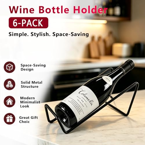 6-Pack Black Metal Wine Racks Freestanding Countertop Holders