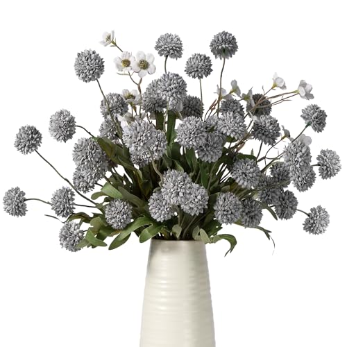 Fake Flowers Artificial Chrysanthemum Faux Mums Matching 2PCS White Daisy Faux Flowers for Vase Fall Long Stems Flower Silk Flower for Home Decoration Wedding Decor, 8PCS Blue, No Vase - color: Blue+daisy