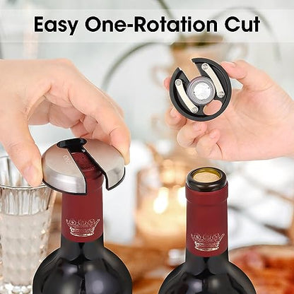 Beneno Wine Opener with Stainless Steel Wine Foil Cutter, Ash silver | Durable Solid Zinc Alloy Body, Upgraded Precise Sharp-Edged Screw, Ergonomic Wing Handle with Non-Slip Grip, Multifunctional - color: Ash silver