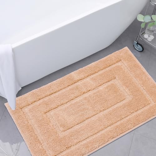 Bath Rug Mat Non Slip,Beige Indoor Doormat,20"x32" | Small Area Rug,Rubber Backed,Soft microfiber,Absorbent,Machine Washable,Bathroom,Entryway,Kitchen,Hallway - color: Beige1