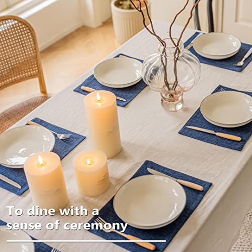 Home Brilliant Placemats Set of 4 Linen Blue Placemats Heat Resistant Dining Table Place Mats Kitchen Table Mats, Indigo - color: Indigo, size: Placemats 13" x 19", Set of 4