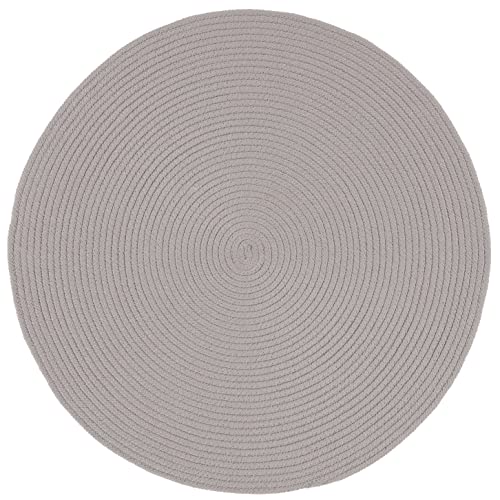 SAFAVIEH Braided Collection Area Rug - 4' Round, Grey, Handmade Country Farmhouse, Ideal for High Traffic Areas in Living Room, Bedroom (BRD402F) - color: Grey, size: 4' (Round)