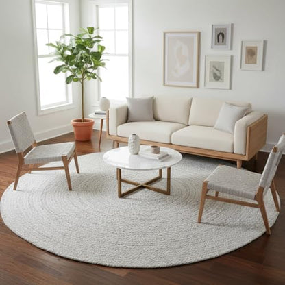 Super Area Rugs Farmhouse Braided Rug Cotton Kitchen Reversible Carpet, Gray & White, 6' Round - color: Gray & White, size: 6' (Round)