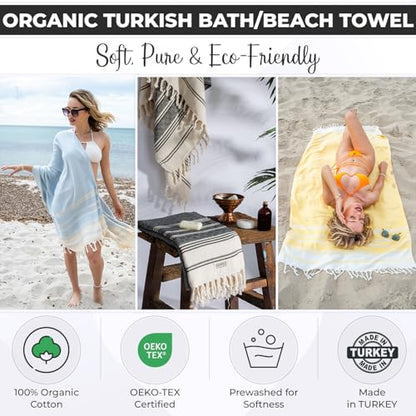 DEMMEX Organic Diamond Turkish Bath & Beach Towel | 100% Oeko-TEX Certified Turkish Cotton, Ultra-Soft, Quick-Dry, Lightweight, Compact & Oversized Luxury Peshtemal Towel, Prewashed, 71"x36", Mustard - color: Mustard