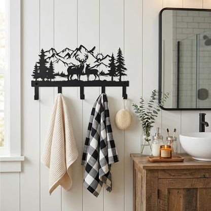 Deer Mountain Metal Key Holder Wall Mount Key Holder for Wall Rustic Cabin Decor Key Rack Hooks Hanger Woodland Wildlife Wall Art Entryway Organizer Housewarming Hunting Gifts - size: Small, style: Deer