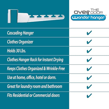 Over The Door 2-Pack Organizer for Clothes Hangers, Space-Saving Cascading Hanger Hooks, White - size: 2-Pack