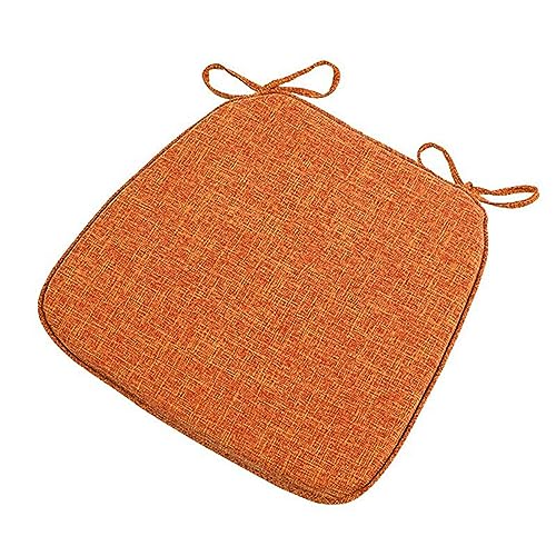 Chair Pads with Ties 18x17, Memory Foam Kitchen Chair Cushions with Ties 18 Inch, Non Slip Chair Pads for Dining Chairs Set of 2 4 6, Seat Cushions Covers Washable and Removable with Zipper - color: Orange, size: 2pcs