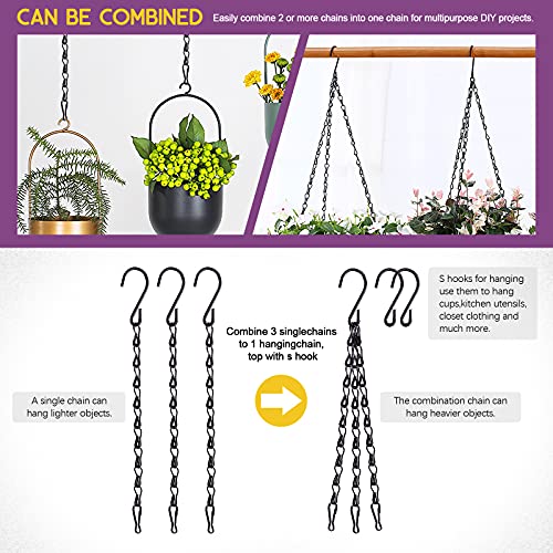 Swpeet 15Pcs Black 35 Inch Garden Plant Hangers Hanging Chain with Hooks Clips, Garden Plant Hangers Hanging Basket Chains for Decorative - size: 35 Inch