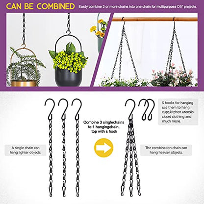 Swpeet 15Pcs Black 35 Inch Garden Plant Hangers Hanging Chain with Hooks Clips, Garden Plant Hangers Hanging Basket Chains for Decorative - size: 35 Inch