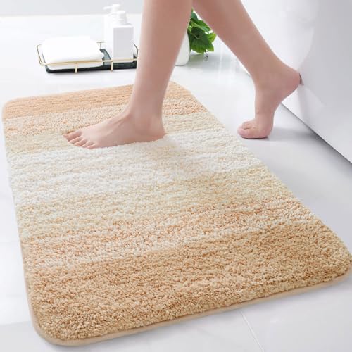 Arotive Microfiber Bathroom Rugs, Shaggy Soft Absorbent Bath Rug, 30x17 | Beige, Rubber Backing Thick Plush Machine Washable Dry Bath Mats for Bathroom, Tub and Shower, Rectangular - color: Beige, size: 30" X 17"