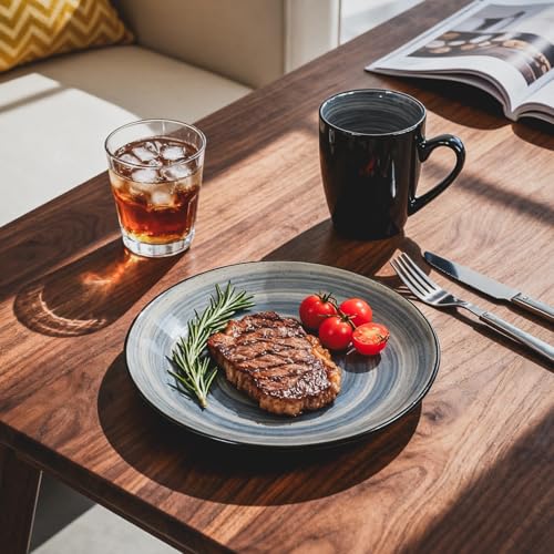 Stoneware Sonoma 56pc Dinnerware Set, Black + Speckled Spin Wash Grey - color: Gray
