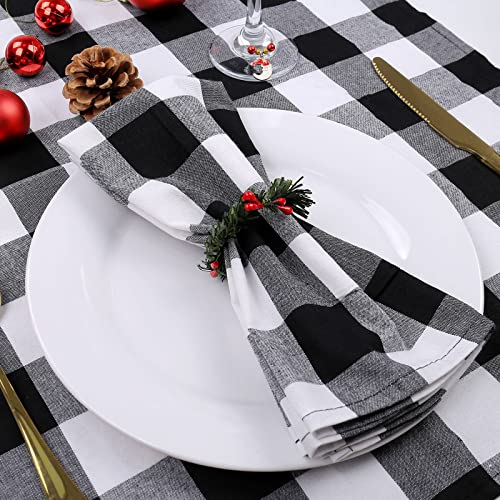 Christmas Napkin Rings Set of 12, Pine Needles Wreath with Red Berry Napkin Holder for Winter, Family Gathering, Banquet, Xmas Serviette Buckles for Table Setting (Pine Needles&Berry) - style: Pine Needles&Berry