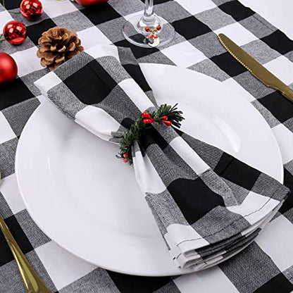 Christmas Napkin Rings Set of 12, Pine Needles Wreath with Red Berry Napkin Holder for Winter, Family Gathering, Banquet, Xmas Serviette Buckles for Table Setting (Pine Needles&Berry) - style: Pine Needles&Berry
