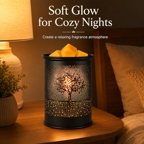 Metal Wax Melt Warmer Tree Candle Wax Warmer for Scented Wax Melter | Electric Wax Melts Wax Cubes Black Candle Lamp for Home Office Decor,Wax Burner as Gifts for Mom Grandma Women Girls - style: Tree