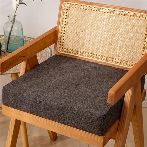 Reyox Recliner Cushion for Armchair 3" Thick Brown 16" x 16" | Removable Cotton Linen Cover, Non Slip Square Chair Cushion, Thicken Foam Chair Pads for Long Sitting - color: 3" Thick Brown, size: 16" x 16"