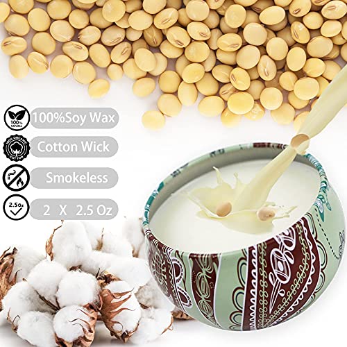 Candles Gifts for Women, 2 Pack 2.5 oz Fresh Gardenia and Jasmine Scented Candles Set for Relaxing Aromatherapy, Up to 24 Hours Burning Time, Natural Soy Candles Gifts for Christmas - color: Gardenia + Jasmine