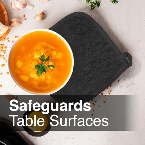 RITZ Terry Potholder & Hot Pad: Unparalleled Heat Resistant, Durable 100% Cotton – Ergonomically Designed for Optimal Grip – Easy-Care Machine Washable – 2-Pack, Black - color: Black, size: 2-Pack