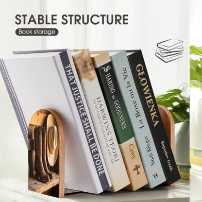 Western Boots Bookend 1 Pair Heavy Duty Book Ends for Shelve | 3.9 X 2 X 5 Inch, Metal Decorative Book Stopper Organizer, Non-skid Wooden Bookend Support for Home, Office, Desk