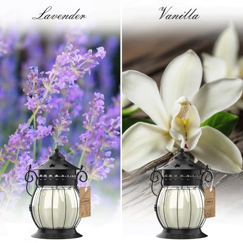 Scented Candles Gifts Set for Women, Aromatherapy Jar Candles for Home | Vanilla & Lavender Soy Wax Long Lasting Retro Lantern Candles Perfect for Stress Relief Mum Yoga Bath Spa Christmas - color: Lavender, Vanilla