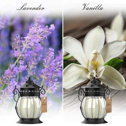Scented Candles Gifts Set for Women, Aromatherapy Jar Candles for Home | Vanilla & Lavender Soy Wax Long Lasting Retro Lantern Candles Perfect for Stress Relief Mum Yoga Bath Spa Christmas - color: Lavender, Vanilla
