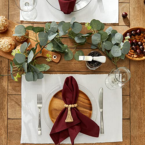 DII Basic Everyday Ribbed Tabletop 100% Cotton, Placemat Set, 13x19, White, 6 Piece - color: White, size: 13x19"