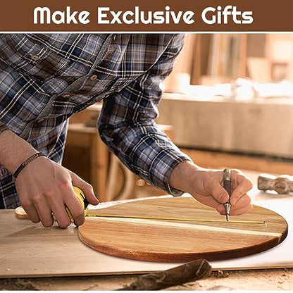 Sliner 6 Pcs Acacia Wood Round Cutting Board Pizza Paddle,14 X 18.9 Inch | 0.6" Thick Wood Boards with Handle, Charcuterie Serving for Cheese Meat Fruit Party, Chopping Paddle Kitchen Bulk Gift - size: 14 x 18.9 Inch