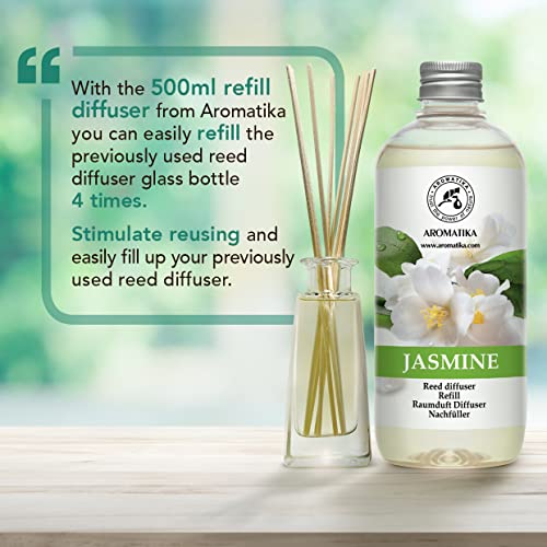 Jasmine Reed Diffuser Refill - 4x17 Fl Oz - Scented Reed Diffuser Refill - Home Fragrance - Air Freshener - Room Freshener - Floral & Long Lasting Scent - Aromatherapy
