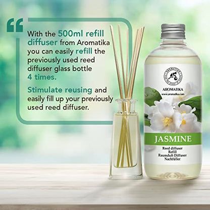 Jasmine Reed Diffuser Refill - 4x17 Fl Oz - Scented Reed Diffuser Refill - Home Fragrance - Air Freshener - Room Freshener - Floral & Long Lasting Scent - Aromatherapy