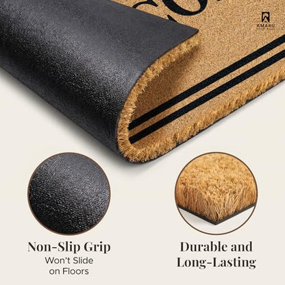 Coir Welcome Mat, Non-Slip, Welcome Classic 6, 17x29 in | 100% Natural Coir, Anti-Shedding, Durable PVC Backing, Traps Dirt and Mud, Indoor and Outdoor Entryway, Easy to Clean - color: Welcome Classic 6