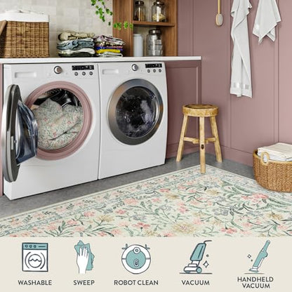 Lahome Boho Beige Rugs for Living Room 6x9, Washable Kids Rugs for Bedroom Girls, Farmhouse Soft Baby Carpet for Nursery, Non-Slip Carpet for Dining Room Playroom, Beige | Soft Baby Girls Carpet for Nursery, Non-Slip Carpet for Dining Room Playroom, Beige