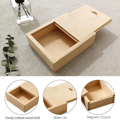 3.19" x 2.64" x 1.02" Inch Small Wood Gift Box with Sliding Lid, Sliding Top Tiny Wooden Keepsake Box USB Box for Wedding Gift, Elegant Present | Handcrafted Wood Box for Rings, Earrings(Maple Box) - color: Maple (3.19")