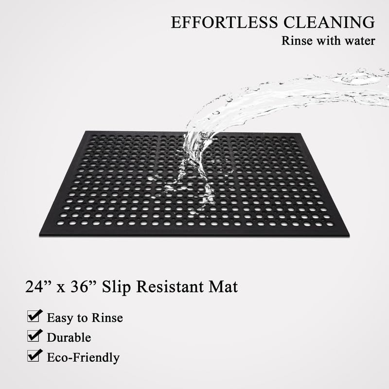 A1 Home Collections Anti Fatigue Mat, 0.6" Thick Heavy Duty Rubber Floor Mat with Drainage Holes - Non-Slip Kitchen, Bar & Restaurant Mat, 24x36 in (3 Pack) - size: 3 Pack - 36"L x 24"W x 0.6"Th
