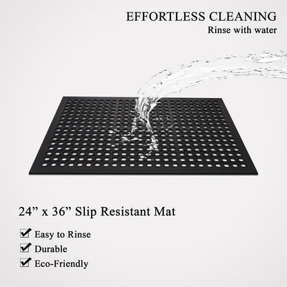 A1 Home Collections Anti Fatigue Mat, 0.6" Thick Heavy Duty Rubber Floor Mat with Drainage Holes - Non-Slip Kitchen, Bar & Restaurant Mat, 24x36 in (3 Pack) - size: 3 Pack - 36"L x 24"W x 0.6"Th