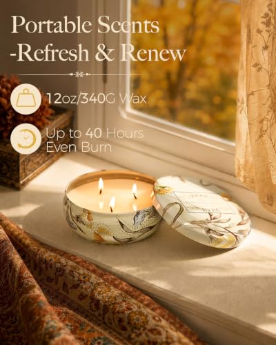 M&SENSE 3 Wick Soy Candles, Citrus & Sage Scented for Home, 12oz | Triple Wick, 40 Hour Long Burn, Non-Toxic,100% Natural Soy Wax, Stress Relaxing Aromatherapy Candle Gift for Women Men - color: Citrus Peel & Sage