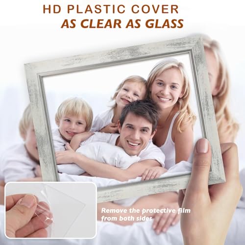 XUANLUO 4x6 Picture Frames Set of 4 Rustic Retro Photo Frame with HD Plastic Cover for Wall Mount and Tabletop Display Family Friends Wedding Gift - color: white-4pcs, size: 4×6 inch