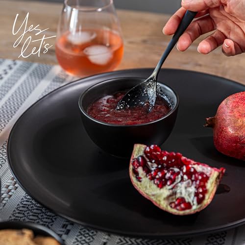 over&back Coupe Stoneware Serving Platter - Elegant 1-Piece Round Serving Platter to Complete Your Kitchen Set - 13.1" x 13.1" - Semi-Matte Black - color: Black, size: Round Platter