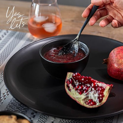 over&back Coupe Stoneware Serving Platter - Elegant 1-Piece Round Serving Platter to Complete Your Kitchen Set - 13.1" x 13.1" - Semi-Matte Black - color: Black, size: Round Platter