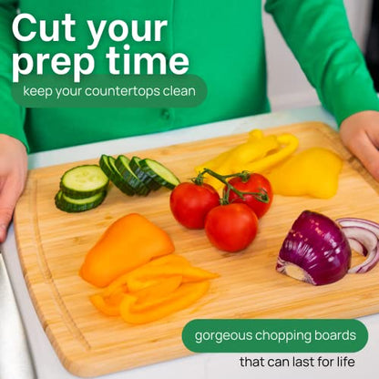 GREENER CHEF 15 Inch Bamboo Cutting Board with Lifetime Replacements - Medium Wooden Chopping Board for Kitchen, Butcher Block, Meat, Vegetables, Charcuterie and Cheese Board - color: Single-Tone, size: 15"L x 11"W