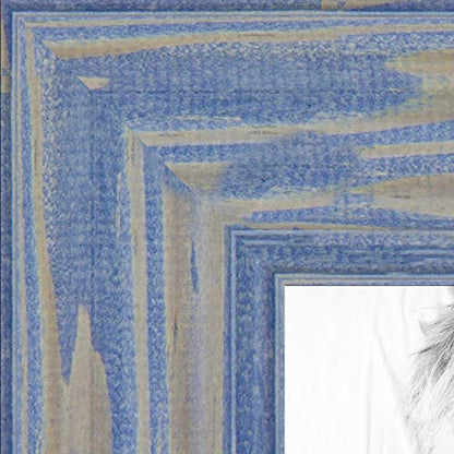ArtToFrames 18x18 inch Deep Periwinkle Barnwood Frame Wood Picture Frame, 2WOM0066-56673-YBLU-18x18