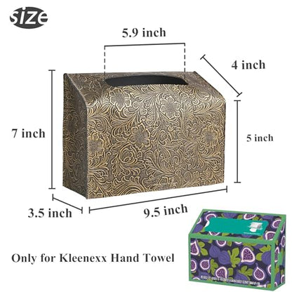 Leather Cover for Disposable Paper Hand Towel Box, Compatible with Kleenex Paper Hand Towel(1-Carved Cooper Gold) - color: 1-carved Cooper Gold