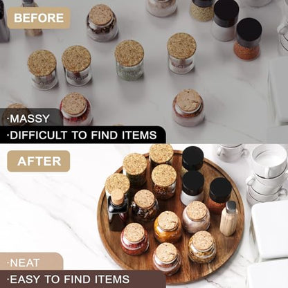 VERTORGAN Lazy Susan Bamboo Organizer for Kitchen,Cabinet(Large) | 360 Rotating Turntable,Spice Rack,Serving Tray,Pantry Vanity Organizer,Countertop Space-Saver - size: 13in