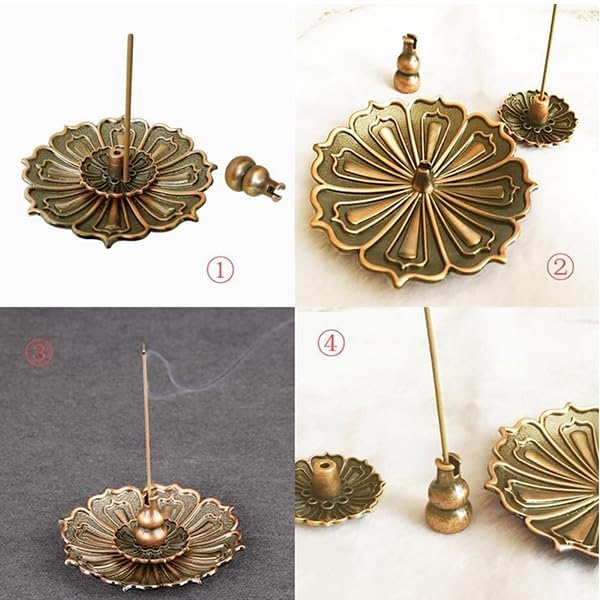 Incense Holder with Incense Stick Tray,Multi-Functional Incense Burner and Stick Holder Combo,Ash Holder (1, Bronzy,Dull Red) - color: Bronzy,dull Red