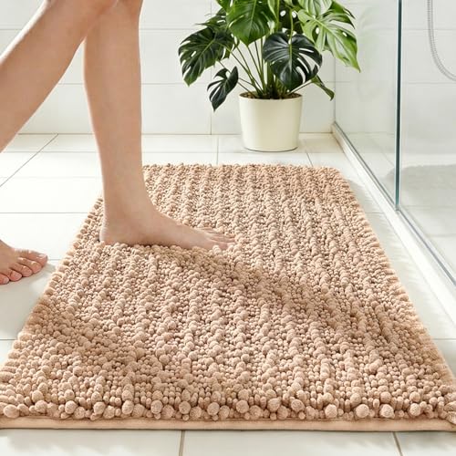 Disolla Beige Bath Mat 24x36 Inch - Luxury Chenille Bathroom Rug, Extra Soft Shaggy Plush Absorbent Mat, Non-Slip Washable Rug for Bathtub, Shower and Bedside - color: Beige, size: 2' x 3' (24''x36'' Bathroom Rug)