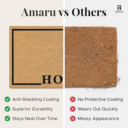 Coir Welcome Mat, Non-Slip, Home Classic, 17 x 29 in | 100% Natural Coir, Anti-Shedding, Durable PVC Backing, Traps Dirt and Mud, Indoor and Outdoor Entryway, Easy to Clean - color: Home Classic