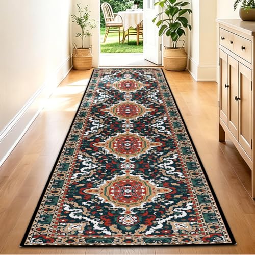 Washable Corridor Runner Rug, Non-Slip Hallway Rug with Upgrade Rubber Backing, Stain Resistant Faux Wool Distressed Carpet for Bedroom Kitchen Laundry Corridor Balcony (Retro, 94.5" x 23.6") - color: Retro, size: 1'11" x 7'11" (Runner)