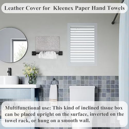 Leather Cover for Disposable Paper Hand Towel Box, Compatible with Kleenex Paper Hand Towel(1-Carved Grey) - color: 1-carved Grey