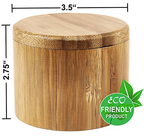 Estilo Premium Bamboo Salt and Pepper Bowls, Wooden Spice Containers with Magnetic Swivel Lids, Perfect for Salt, Spice, Sugar, Pepper Brown - style: 1-Pack