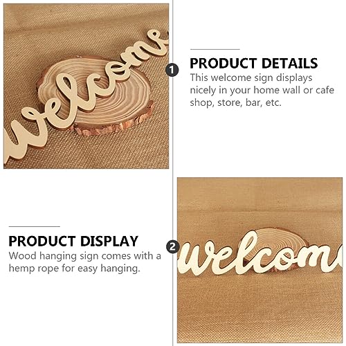 Amosfun 10 Pcs Welcome Door Sign Unfinished Wood Hanging Boards with 10 Lanyards Wooden Welcome Sign Crafts for Front Door Wall Entryway Home Cafe Shop Bar Decor