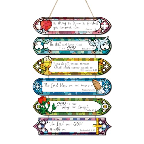 IARTTOP Stained Glass Bible Verse Christian Wooden Hanging Sign | Religious Wooden Plaque, Inspirational Scripture Decor for Church, Prayer Room, Bedroom & Christian Baptism Gift Wall Art - color: Meditation